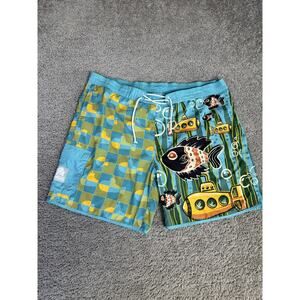 Trunkers Shorts Mens XL Multicolor Fish Submarine Swim Trunks Lined Pockets